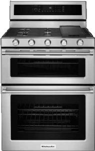 <br><b>KITCHEN AID</b><br> Cocina a gas de convección con doble horno KFGD500ESS 30”